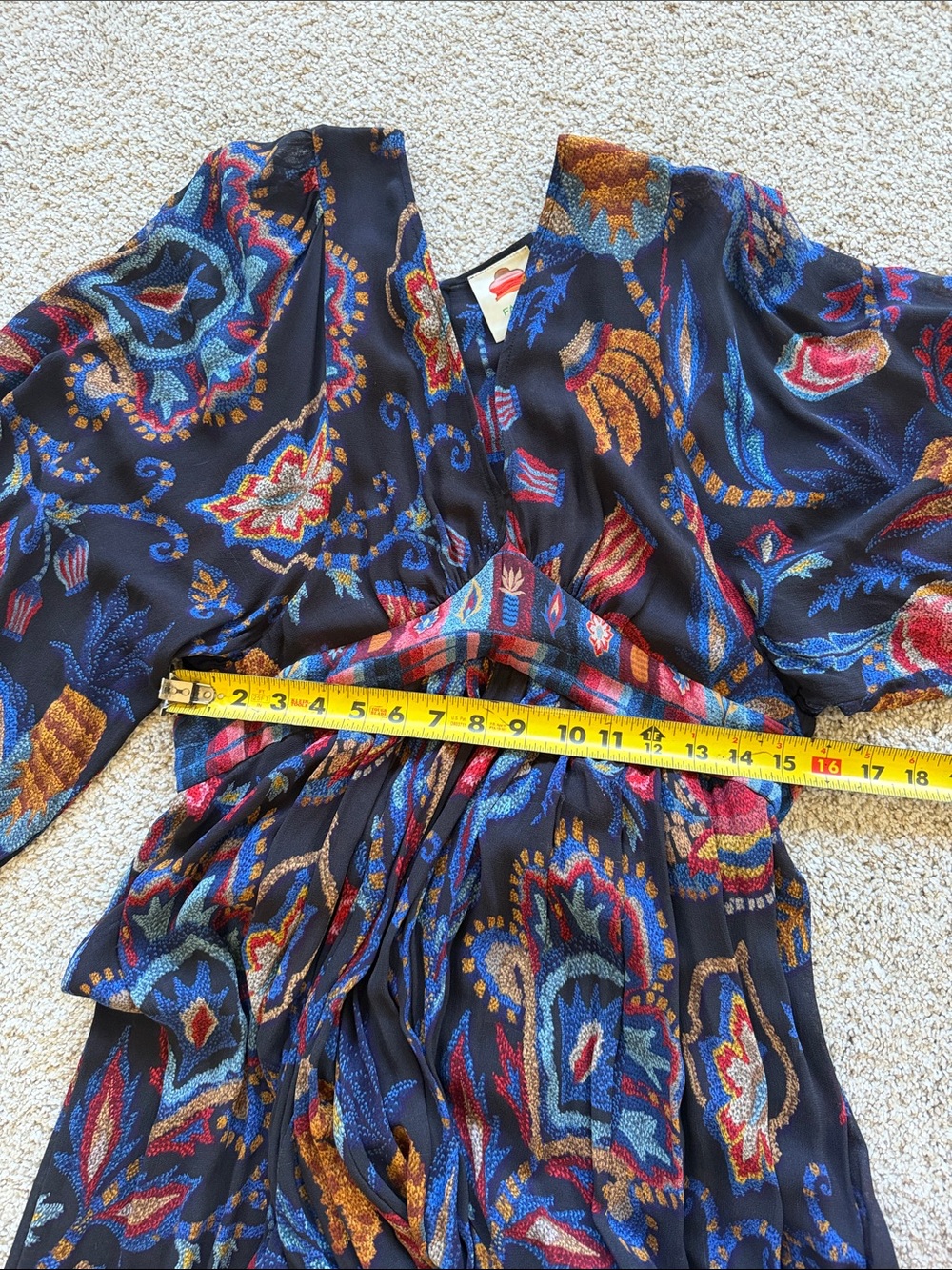 FARM Rio Black Sunset Tapestry Asymmetric Kaftan Maxi Dress - Picture 11 of 12